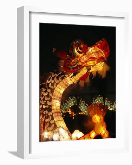 Dragon Lights at the Star Ferry Terminal on Chinese Takeover, Hong Kong, China, Asia-Alison Wright-Framed Photographic Print