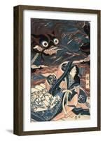 Dragon Menacing Over Woman-null-Framed Art Print