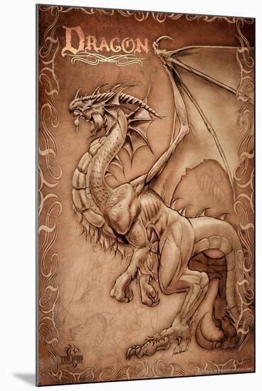 Dragon Parchment by Tom Wood Poster-Tom Wood-Mounted Poster