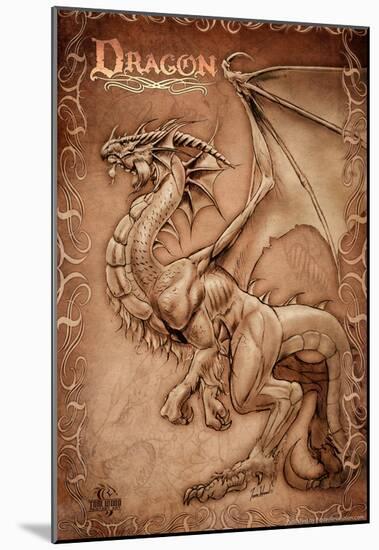 Dragon Parchment-Tom Wood-Mounted Poster