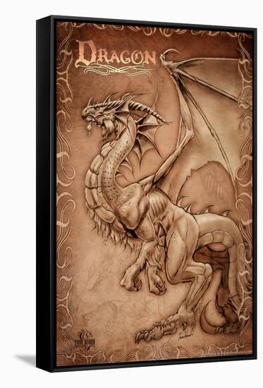 Dragon Parchment-Tom Wood-Framed Stretched Canvas