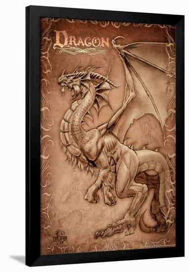 Dragon Parchment-Tom Wood-Framed Poster
