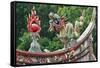 Dragon sculpture on the roof of a temple, Xiamen, Fujian Province, China-Keren Su-Framed Stretched Canvas