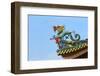 Dragon sculpture on the roof of South Putuo Temple, Xiamen, Fujian Province, China-Keren Su-Framed Photographic Print