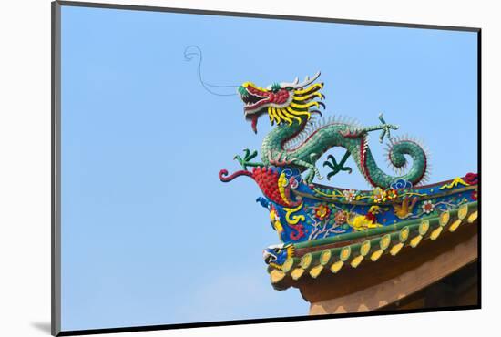 Dragon sculpture on the roof of South Putuo Temple, Xiamen, Fujian Province, China-Keren Su-Mounted Photographic Print