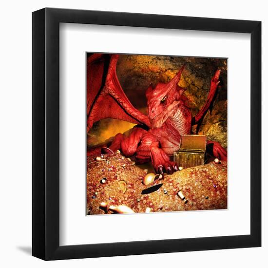 Dragon Smaug & Erebor Treasure-null-Framed Art Print