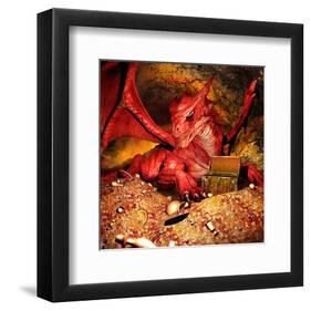 Dragon Smaug & Erebor Treasure-null-Framed Art Print