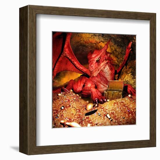 Dragon Smaug & Erebor Treasure-null-Framed Art Print