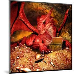 Dragon Smaug & Erebor Treasure-null-Mounted Art Print