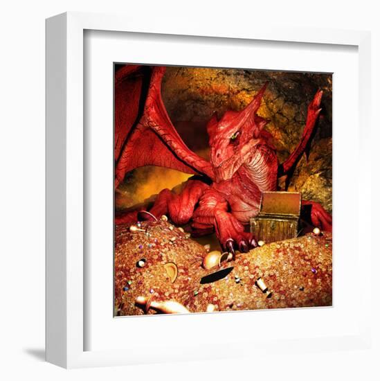 Dragon Smaug & Erebor Treasure-null-Framed Art Print