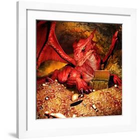 Dragon Smaug & Erebor Treasure-null-Framed Art Print