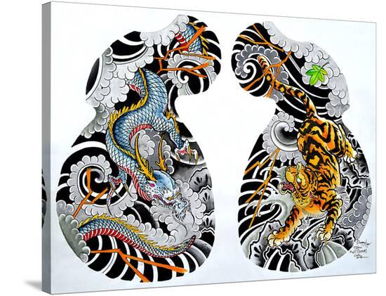 Dragon Tiger Tattoo Half Sleeve Stretched Canvas Print Clark North Allposters Com Dragon Tiger Tattoo Half Sleeve Stretched Canvas Print Clark North Allposters Com