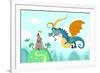 Dragon with Castle-nem4a-Framed Premium Giclee Print