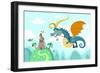 Dragon with Castle-nem4a-Framed Art Print