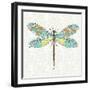 Dragonfly- On Gray Floral-A-Jean Plout-Framed Giclee Print