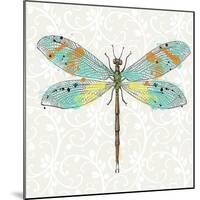 Dragonfly- On Gray Floral-A-Jean Plout-Mounted Giclee Print