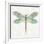 Dragonfly- On Gray Floral-A-Jean Plout-Framed Giclee Print