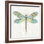 Dragonfly- On Gray Floral-A-Jean Plout-Framed Giclee Print