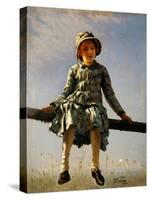 Dragonfly, Painter's Daughter Portrait, 1884-Ilya Yefimovich Repin-Stretched Canvas
