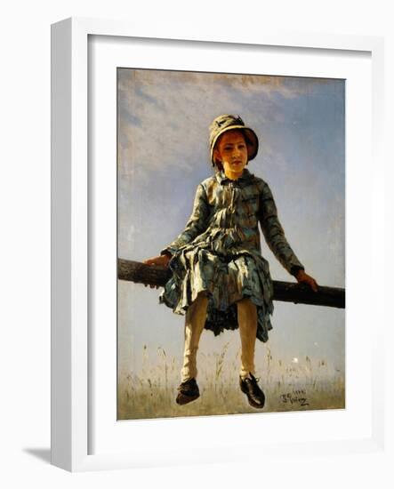 Dragonfly, Painter's Daughter Portrait, 1884-Ilya Yefimovich Repin-Framed Giclee Print