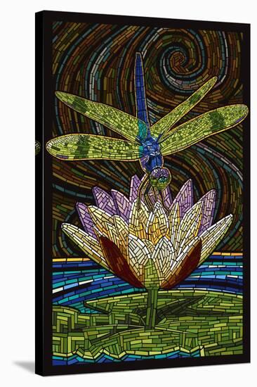 Dragonfly - Paper Mosaic-Lantern Press-Stretched Canvas