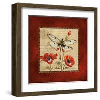 Dragonfly & Poppies-Gregory Gorham-Framed Art Print