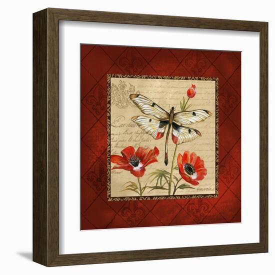 Dragonfly & Poppies-Gregory Gorham-Framed Art Print