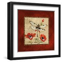 Dragonfly & Poppies-Gregory Gorham-Framed Art Print