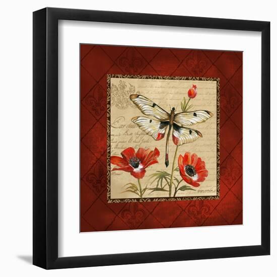 Dragonfly & Poppies-Gregory Gorham-Framed Art Print