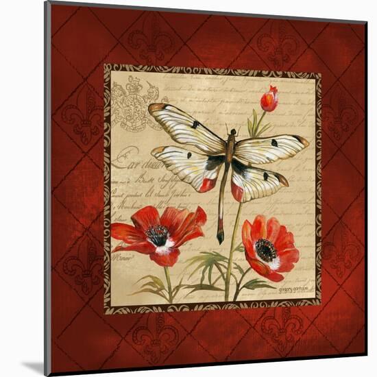 Dragonfly & Poppies-Gregory Gorham-Mounted Art Print