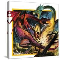 Dragons Fighting-Andrew Howat-Stretched Canvas