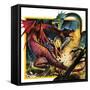 Dragons Fighting-Andrew Howat-Framed Stretched Canvas