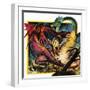 Dragons Fighting-Andrew Howat-Framed Giclee Print