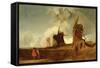 Drainage Mills in the Fens, Croyland, Lincolnshire, c.1830-40-John Sell Cotman-Framed Stretched Canvas