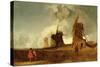 Drainage Mills in the Fens, Croyland, Lincolnshire, c.1830-40-John Sell Cotman-Stretched Canvas