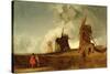 Drainage Mills in the Fens, Croyland, Lincolnshire, c.1830-40-John Sell Cotman-Stretched Canvas