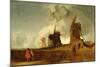 Drainage Mills in the Fens, Croyland, Lincolnshire, c.1830-40-John Sell Cotman-Mounted Giclee Print