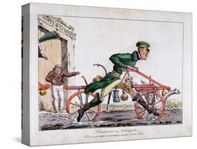 Draisienne or Velocipede Shown Replacing Horses in the French Post Service, 1818-null-Stretched Canvas