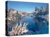 Drake Park along Mirror Pond in winter, Bend, Deschutes County, Oregon, USA-null-Stretched Canvas
