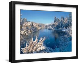 Drake Park along Mirror Pond in winter, Bend, Deschutes County, Oregon, USA-null-Framed Photographic Print