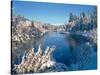 Drake Park along Mirror Pond in winter, Bend, Deschutes County, Oregon, USA-null-Stretched Canvas