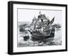 Drake's Ship, the Golden Hind, Limps Back to Portsmouth Carrying Immense Riches-Graham Coton-Framed Giclee Print