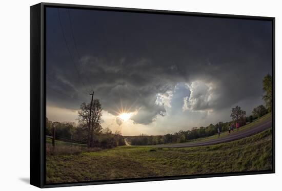 Dramatic Cloud Formations at the Edge of an Evening Thunderstorm in Rural Oklahoma-Louise Murray-Framed Stretched Canvas