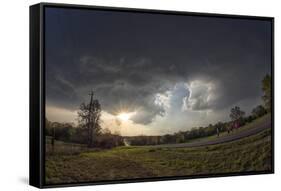 Dramatic Cloud Formations at the Edge of an Evening Thunderstorm in Rural Oklahoma-Louise Murray-Framed Stretched Canvas