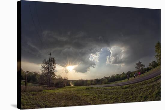 Dramatic Cloud Formations at the Edge of an Evening Thunderstorm in Rural Oklahoma-Louise Murray-Stretched Canvas
