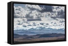 Dramatic Clouds Billow Above a Landscape with the Cordillera Real in the Distance-Alex Saberi-Framed Stretched Canvas