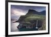 Dramatic Coastal Scenery at Gasadalur on the Island of Vagar, Faroe Islands. Spring-Adam Burton-Framed Photographic Print