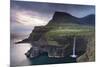 Dramatic Coastal Scenery at Gasadalur on the Island of Vagar, Faroe Islands. Spring-Adam Burton-Mounted Photographic Print