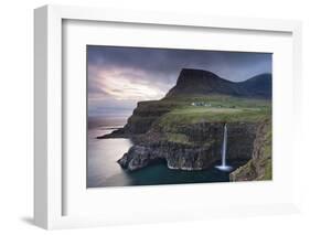 Dramatic Coastal Scenery at Gasadalur on the Island of Vagar, Faroe Islands. Spring-Adam Burton-Framed Photographic Print