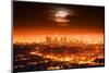 Dramatic Full Moon over Los Angeles Skyline at Night.-logoboom-Mounted Photographic Print